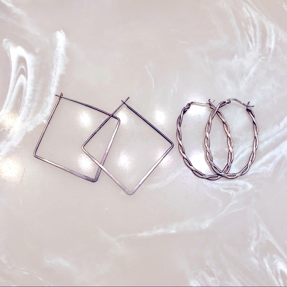 2 pairs of Sterling Silver Earring Hoops.